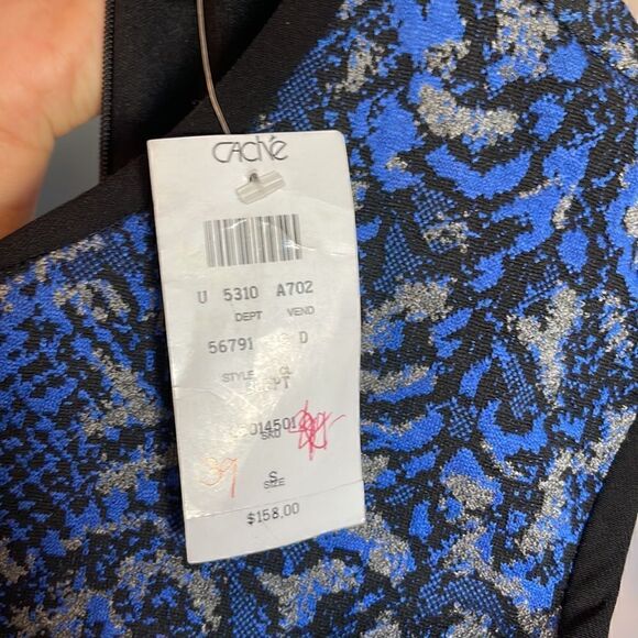 Cache Snakeskin Print Blue Bodycon Sleeveless Sweater Midi Dress | SZ S - Picture 13 of 14